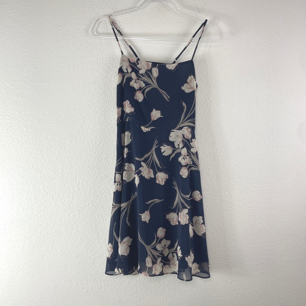Lulus Floral Mini Dress Size Small Navy Blue Pink Cottagecore Romantic Summer